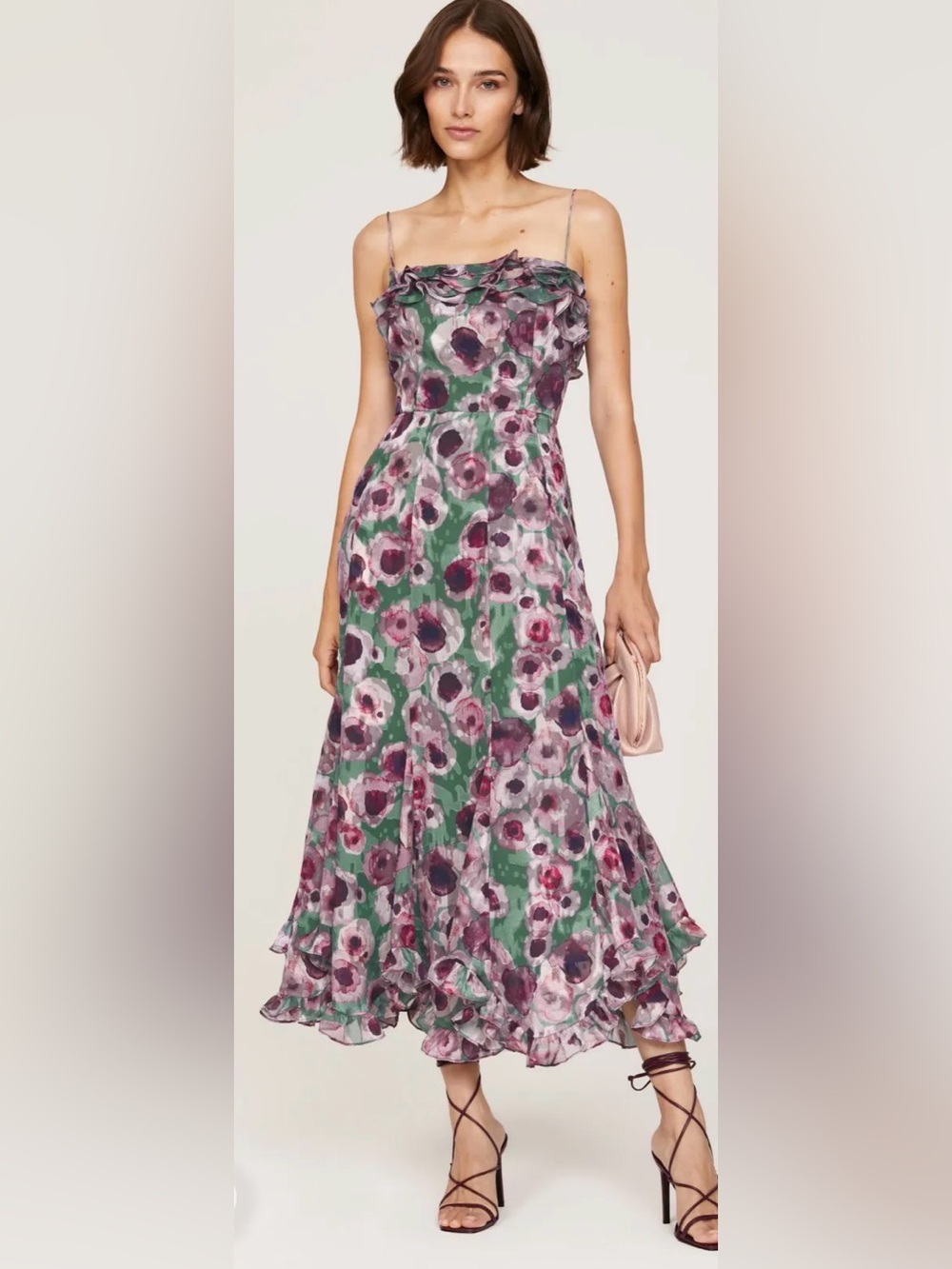 Slate & Willow Floral Ruffle Midi Dress